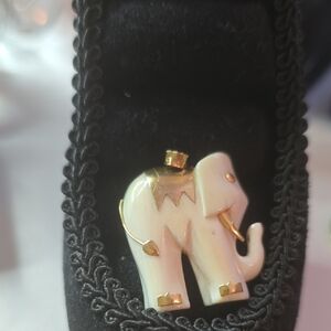 Gold and White Elephant Brooch
